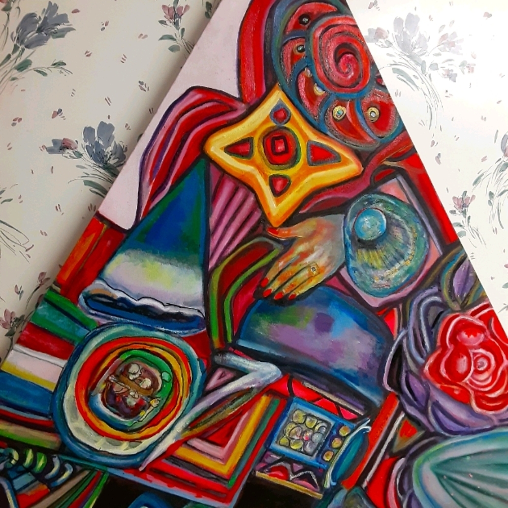 Original oil painting frame triangle shape